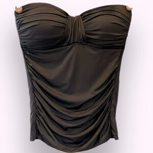 🇪🇸🥑La Bianca bandeau tankini top black padded cups draped goddess